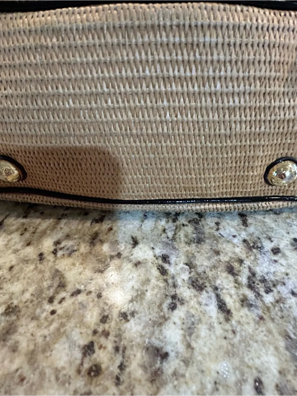 Michael Kors Straw Shoulder Purse in Tan with Black Chain handles. Nice